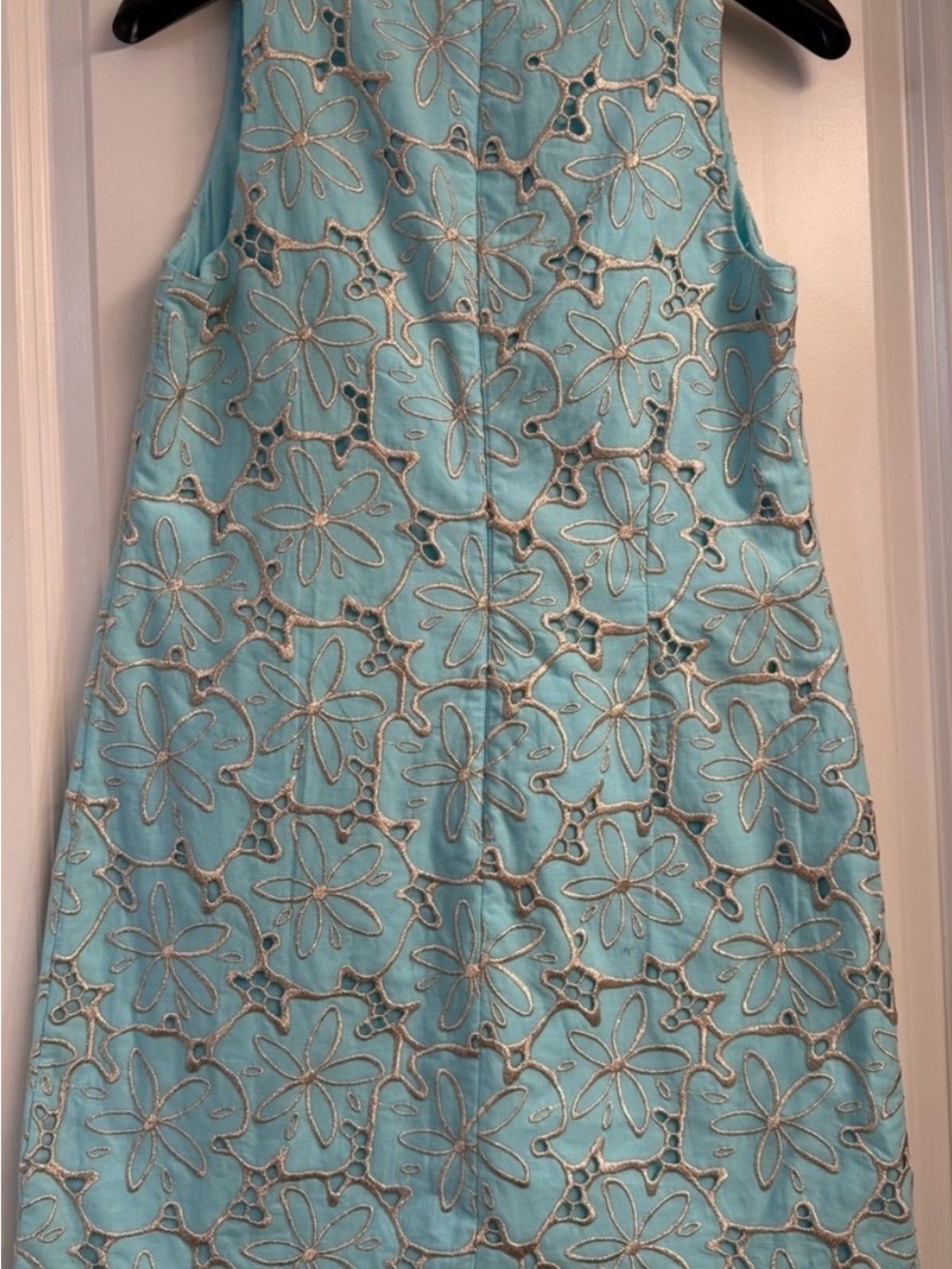 🌸EUC Lilly Pulitzer Aqua Metallic Sand Dollar Embroidered Shift Dress - Picture 4 of 5